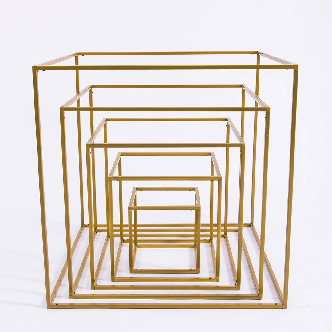 HIER_4330 2 Pack | 20" Square Gold Metal Wedding Flower Stand | Geometric Centerpiece Vases 14 HIER_4330 2 Pack | 20" Square Gold Metal Wedding Flower Stand | Geometric Centerpiece Vases