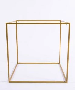 HIER_4330 2 Pack | 20" Square Gold Metal Wedding Flower Stand | Geometric Centerpiece Vases 34 HIER_4330 2 Pack | 20