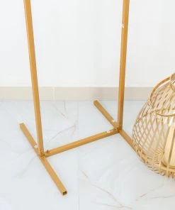 HIER_3630 4.5ft Gold Metal Frame Wedding Arch, Rectangular Backdrop Stand, Floral Display Frame Chargers & Centerpieces