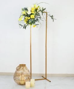 HIER_3630 4.5ft Gold Metal Frame Wedding Arch, Rectangular Backdrop Stand, Floral Display Frame Chargers & Centerpieces