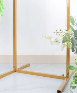 HIER_3630 4.5ft Gold Metal Frame Wedding Arch, Rectangular Backdrop Stand, Floral Display Frame Chargers & Centerpieces