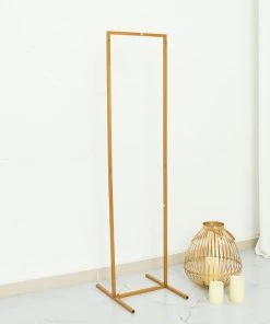 HIER_3630 4.5ft Gold Metal Frame Wedding Arch, Rectangular Backdrop Stand, Floral Display Frame Chargers & Centerpieces