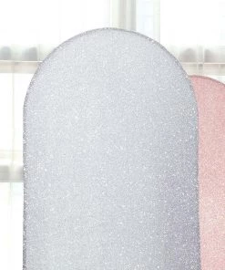 HIER_3110 7ft Shiny Silver Spandex Fit Round Top Backdrop Frame Stand Cover, 2-Sided Metallic Sparkly Wedding Arch Cover Backdrop Panels