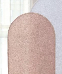 HIER_3110 5ft Shiny Blush/Rose Gold Spandex Fit Round Top Backdrop Frame Stand Cover, 2-Sided Metallic Sparkly Wedding Arch Cover