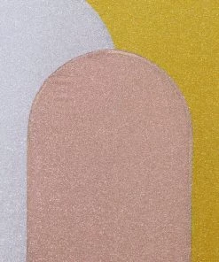 HIER_3110 5ft Shiny Blush/Rose Gold Spandex Fit Round Top Backdrop Frame Stand Cover, 2-Sided Metallic Sparkly Wedding Arch Cover