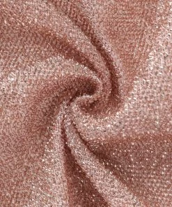 HIER_3110 5ft Shiny Blush/Rose Gold Spandex Fit Round Top Backdrop Frame Stand Cover, 2-Sided Metallic Sparkly Wedding Arch Cover