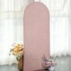 HIER_3110 5ft Shiny Blush/Rose Gold Spandex Fit Round Top Backdrop Frame Stand Cover, 2-Sided Metallic Sparkly Wedding Arch Cover