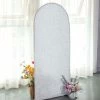HIER_3110 Backdrop Panels 5ft Shiny Silver Spandex Fit Round Top Backdrop Frame Stand Cover, 2-Sided Metallic Sparkly Wedding Arch Cover