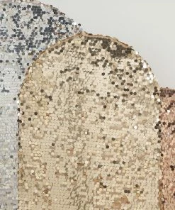 HIER_3110 Backdrop Panels 6ft Sparkly Champagne Big Payette Sequin Round Top Wedding Arch Frame Cover, 2-Sided Fit Backdrop Stand Cover