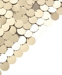 HIER_3110 Backdrop Panels 6ft Sparkly Champagne Big Payette Sequin Round Top Wedding Arch Frame Cover, 2-Sided Fit Backdrop Stand Cover