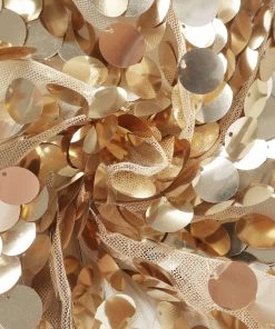 HIER_3110 Backdrop Panels 6ft Sparkly Champagne Big Payette Sequin Round Top Wedding Arch Frame Cover, 2-Sided Fit Backdrop Stand Cover