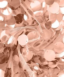 HIER_3110 Backdrop Panels 5ft Sparkly Blush/Rose Gold Big Payette Sequin Round Top Wedding Arch Frame Cover, 2-Sided Fit Backdrop Stand Cover