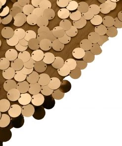 HIER_3110 Backdrop Panels 5ft Sparkly Gold Big Payette Sequin Round Top Wedding Arch Frame Cover, 2-Sided Fit Backdrop Stand Cover