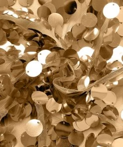 HIER_3110 Backdrop Panels 5ft Sparkly Gold Big Payette Sequin Round Top Wedding Arch Frame Cover, 2-Sided Fit Backdrop Stand Cover