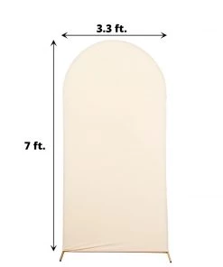 HIER_3110 Backdrop Panels 7ft Beige Spandex Fit Round Top Backdrop Frame Stand Cover, 2-Sided Wedding Arch Cover 12 HIER_3110 Backdrop Panels 7ft Beige Spandex Fit Round Top Backdrop Frame Stand Cover, 2-Sided Wedding Arch Cover
