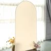 HIER_3110 Backdrop Panels 7ft Beige Spandex Fit Round Top Backdrop Frame Stand Cover, 2-Sided Wedding Arch Cover