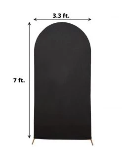 HIER_3110 7ft Black Spandex Fit Round Top Backdrop Frame Stand Cover, 2-Sided Wedding Arch Cover 12 HIER_3110 7ft Black Spandex Fit Round Top Backdrop Frame Stand Cover, 2-Sided Wedding Arch Cover