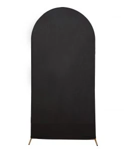 HIER_3110 7ft Black Spandex Fit Round Top Backdrop Frame Stand Cover, 2-Sided Wedding Arch Cover 16 HIER_3110 7ft Black Spandex Fit Round Top Backdrop Frame Stand Cover, 2-Sided Wedding Arch Cover