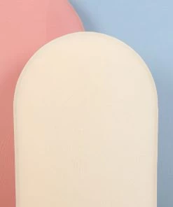 HIER_3110 Backdrop Panels 5ft Beige Spandex Fit Round Top Backdrop Frame Stand Cover, 2-Sided Wedding Arch Cover