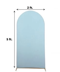 HIER_3110 Backdrop Panels 5ft Dusty Blue Spandex Fit Round Top Backdrop Frame Stand Cover, 2-Sided Wedding Arch Cover