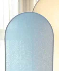 HIER_3110 Backdrop Panels 5ft Dusty Blue Spandex Fit Round Top Backdrop Frame Stand Cover, 2-Sided Wedding Arch Cover