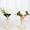 HIER_4820 Set Of 2 | 6.5" Vase Shaped Gold Metal Flower Stand With Clear Glass Test Tube Vase, Geometric Vase Chargers & Centerpieces