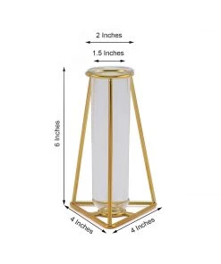 HIER_4820 Chargers & Centerpieces Set Of 2 | 6" Gold Metal Geometric Vase Wedding Centerpieces | Test Tube Vase 14 HIER_4820 Chargers & Centerpieces Set Of 2 | 6