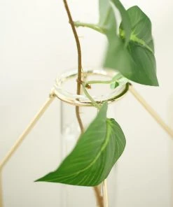 HIER_4330 Pack Of 2 | Geometric Metal Flower Vase Racks Holders | Geometric Vase Style | Free Glass Tubes Included Chargers & Centerpieces