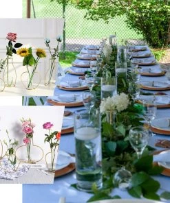 HIER_4330 Pack Of 2 | Geometric Metal Flower Vase Racks Holders | Geometric Vase Style | Free Glass Tubes Included Chargers & Centerpieces