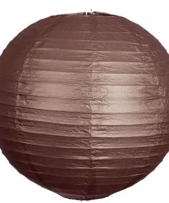 HIER_3300 Big Event Backdrops & Décor 12 Pack | 24" Hanging Chocolate Brown Paper Lanterns Japanese Sky Lanterns - Clearance SALE