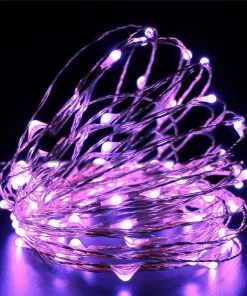 HIER_3750 Chargers & Centerpieces 90" Purple Starry String Lights Battery Operated With 20 Micro Bright LEDs