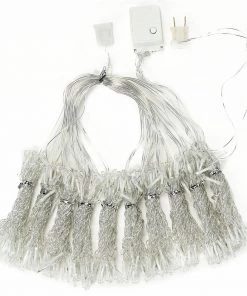 HIER_3720 10Ft LED Icicle Lights Curtain Fairy String Lights With 300 LEDs & 8 Modes - Cool White