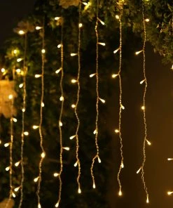 HIER_3720 5FTx3FT 12 Strings | Warm White 7 Mode Sequence Fairy Led String Lights Backdrop With 96 Bright LEDs