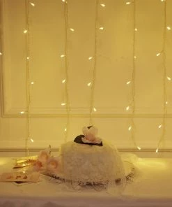 HIER_3720 5FTx3FT 12 Strings | Warm White 7 Mode Sequence Fairy Led String Lights Backdrop With 96 Bright LEDs