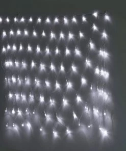 HIER_3750 Hanging Ceiling Decorations 40" X 40" 96 White LED Net Lights, Garden, Tree, Fishing String Lights - Electric