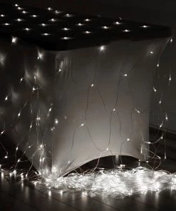 HIER_3750 20FT X 10FT | 600 Clear LED Net Lights Fishing String With 8 Lighting Modes Chargers & Centerpieces