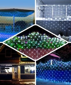 HIER_3750 20FT X 10FT | 600 Bright Blue LED Net Lights Fishing String With 8 Lighting Modes