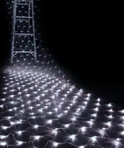 HIER_3750 20FT X 10FT | 600 White LED Net Lights Fishing String With 8 Lighting Modes Chargers & Centerpieces