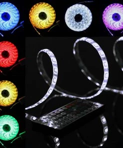 HIER_3720 16ft Multicolor Flexible Under Cabinet LED Strip Lights Super Bright 5050 SMD Waterproof LED Wall Light TV Backlight With Remote