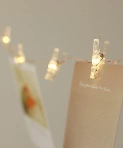 HIER_3720 32FT | 100 Clear LED Fairy String Lights With Clips, Decorative LED Lights With Pegs - Warm White