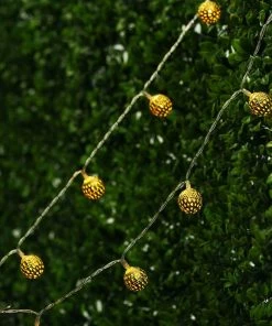 HIER_3730 6FT Gold Moroccan Battery Operated Fairy String Lights With 10 Bright Warm White LEDs