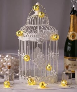 HIER_3730 6FT Gold Moroccan Battery Operated Fairy String Lights With 10 Bright Warm White LEDs
