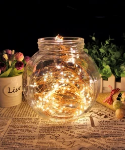 HIER_3730 Chargers & Centerpieces 8FT | LED Fairy String Waterfall Lights | 10 Waterproof Copper Strands | Battery Operated | Warm White 200 LEDs