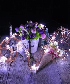 HIER_3730 Chargers & Centerpieces 8FT | LED Fairy String Waterfall Lights | 10 Waterproof Copper Strands | Battery Operated | Warm White 200 LEDs