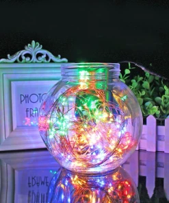 HIER_3730 Chargers & Centerpieces 8FT | LED Fairy String Waterfall Lights | 10 Waterproof Copper Strands | Battery Operated | Warm White 200 LEDs