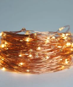 HIER_3730 Chargers & Centerpieces 8FT | LED Fairy String Waterfall Lights | 10 Waterproof Copper Strands | Battery Operated | Warm White 200 LEDs