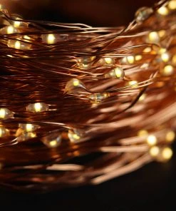 HIER_3730 Chargers & Centerpieces 8FT | LED Fairy String Waterfall Lights | 10 Waterproof Copper Strands | Battery Operated | Warm White 200 LEDs