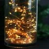 HIER_3730 Chargers & Centerpieces 8FT | LED Fairy String Waterfall Lights | 10 Waterproof Copper Strands | Battery Operated | Warm White 200 LEDs