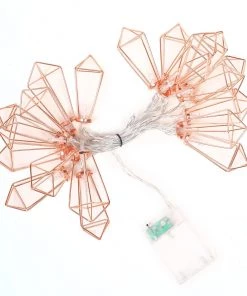 HIER_3730 11FT | 20 LED Geometric Prism | Rose Gold | Battery Operated Fairy String Lights - Warm White Chargers & Centerpieces