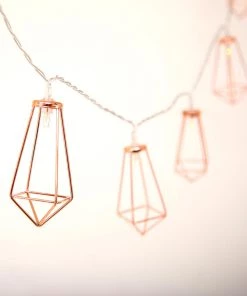 HIER_3730 11FT | 20 LED Geometric Prism | Rose Gold | Battery Operated Fairy String Lights - Warm White Chargers & Centerpieces